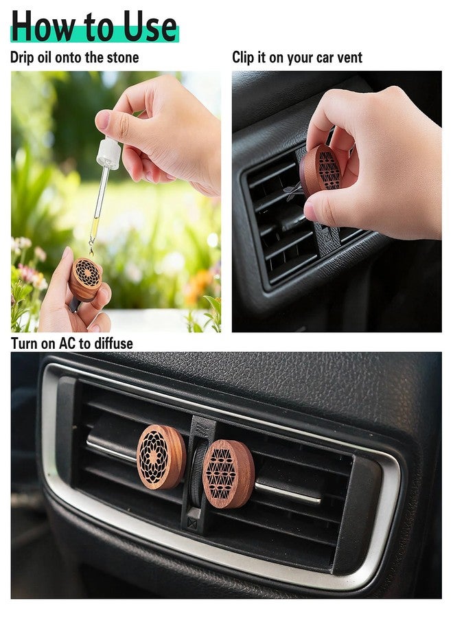 kullder 3 Pcs Lava Rock Essential Oil Diffusers -1 Spherical Lava Stone Passive Diffuser and 2 Wooden Car Diffusers for Essential Oils, Passive Diffuser for Sauna Room, Home, Office, Bedroom, Bathroom, Car - Image 5